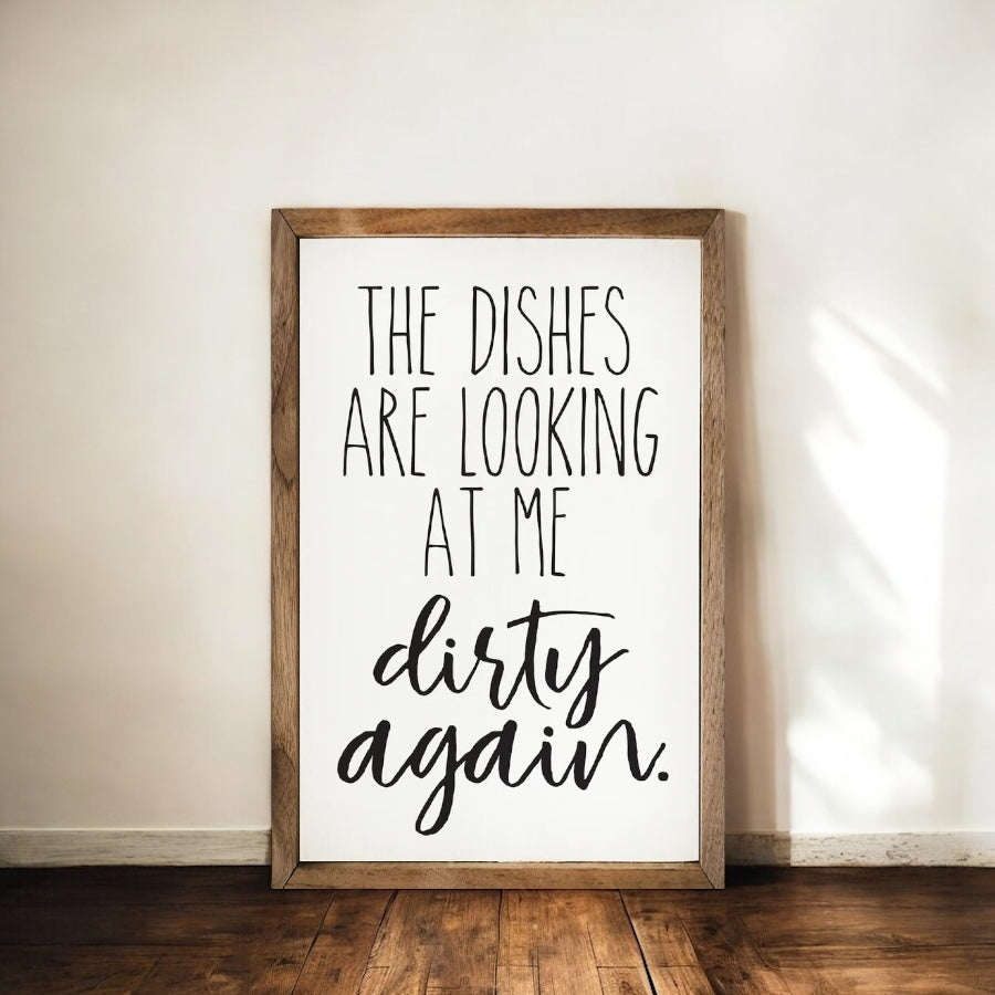 Kitchen Dirty Dishes Wall Art (White)