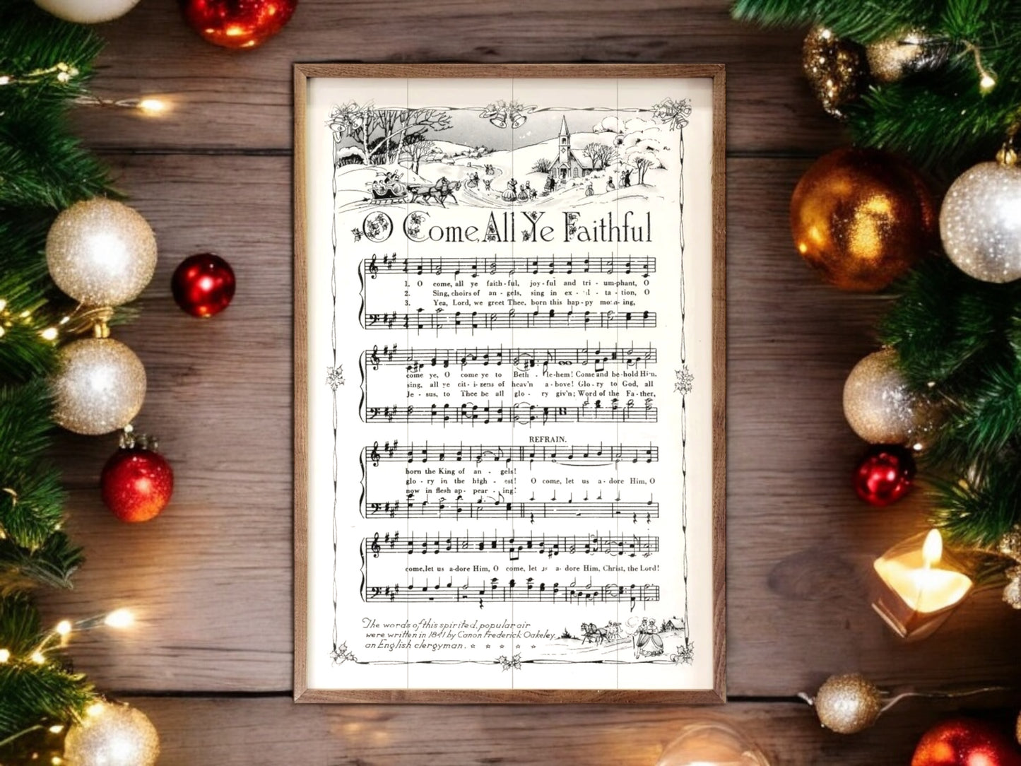 Christmas Oh Come All Ye Faithful Music Sheet Artwork