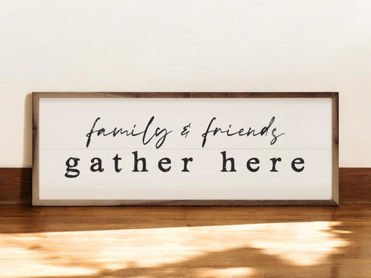 Kitchen Family & Friends Gather Here Wall Art (White)