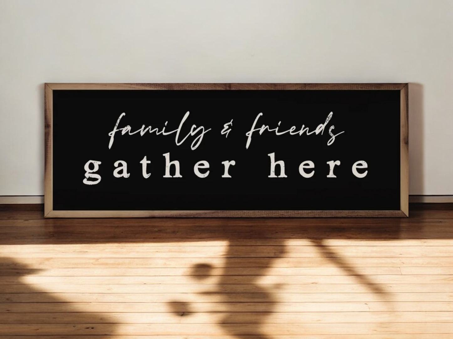 Kitchen Family & Friends Gather Here Wall Art (Black)