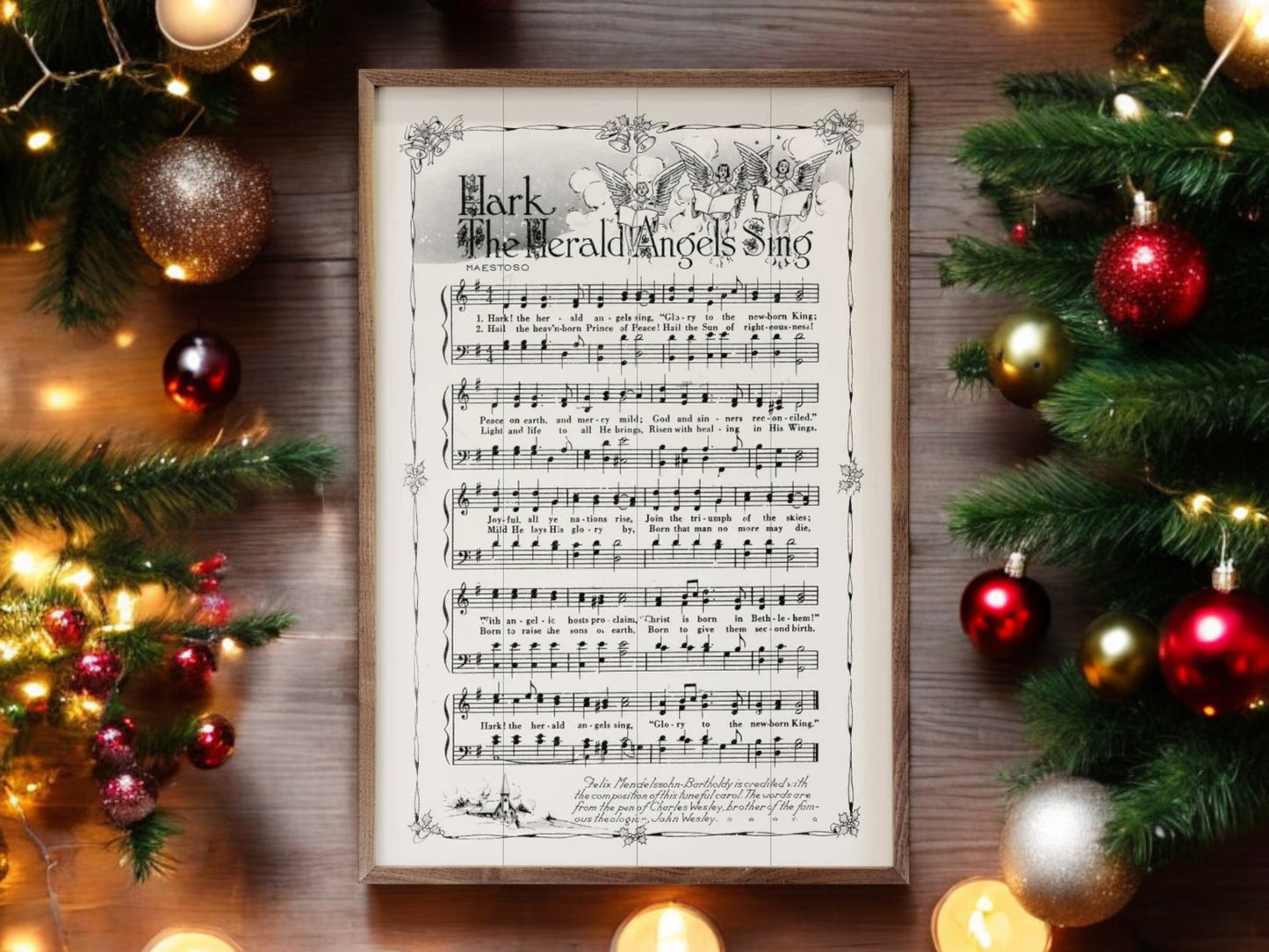 Christmas Hark The Herald Angels Sing Music Sheet Artwork