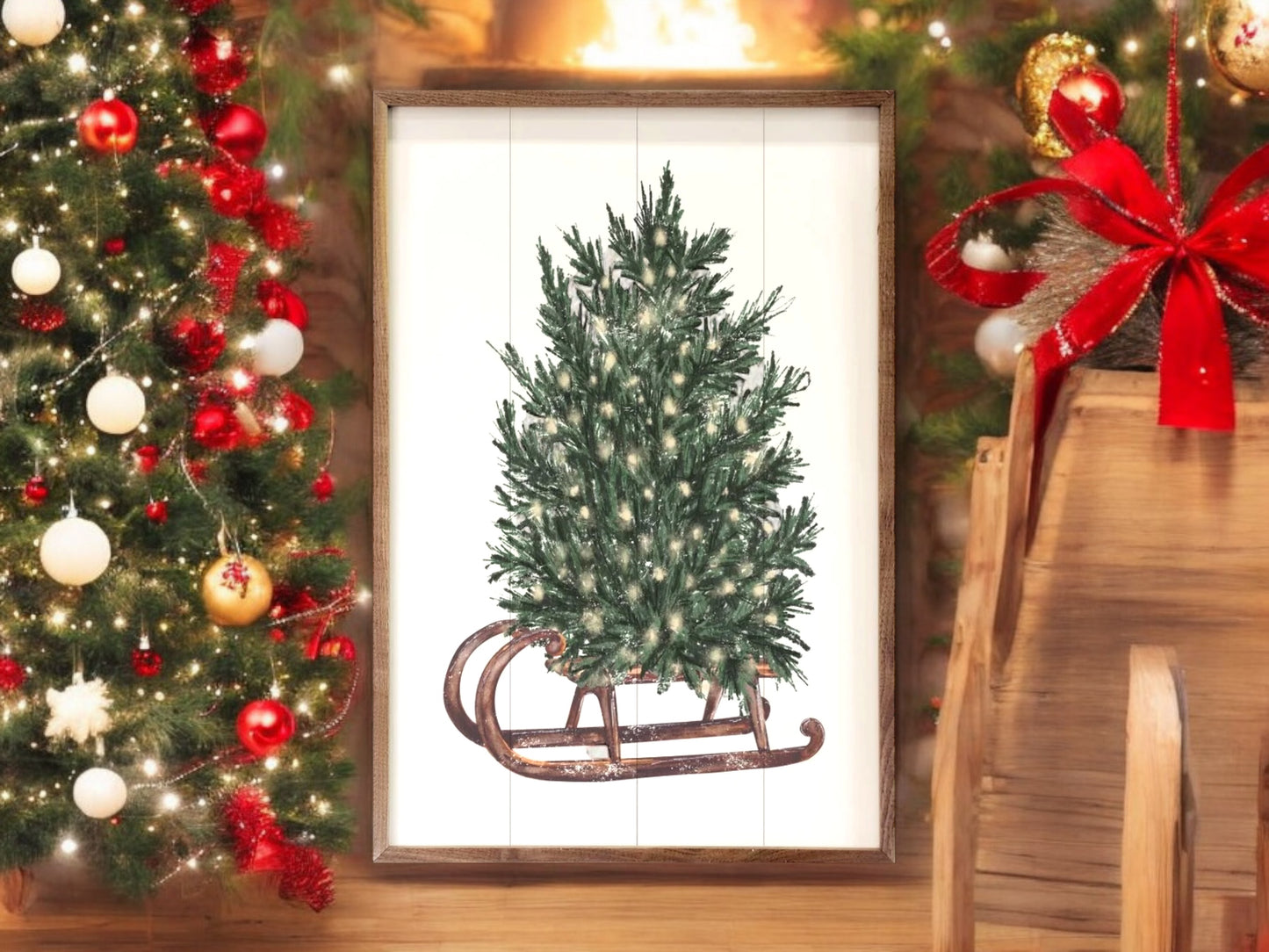 Christmas Tree On Sled Artwork (Left)