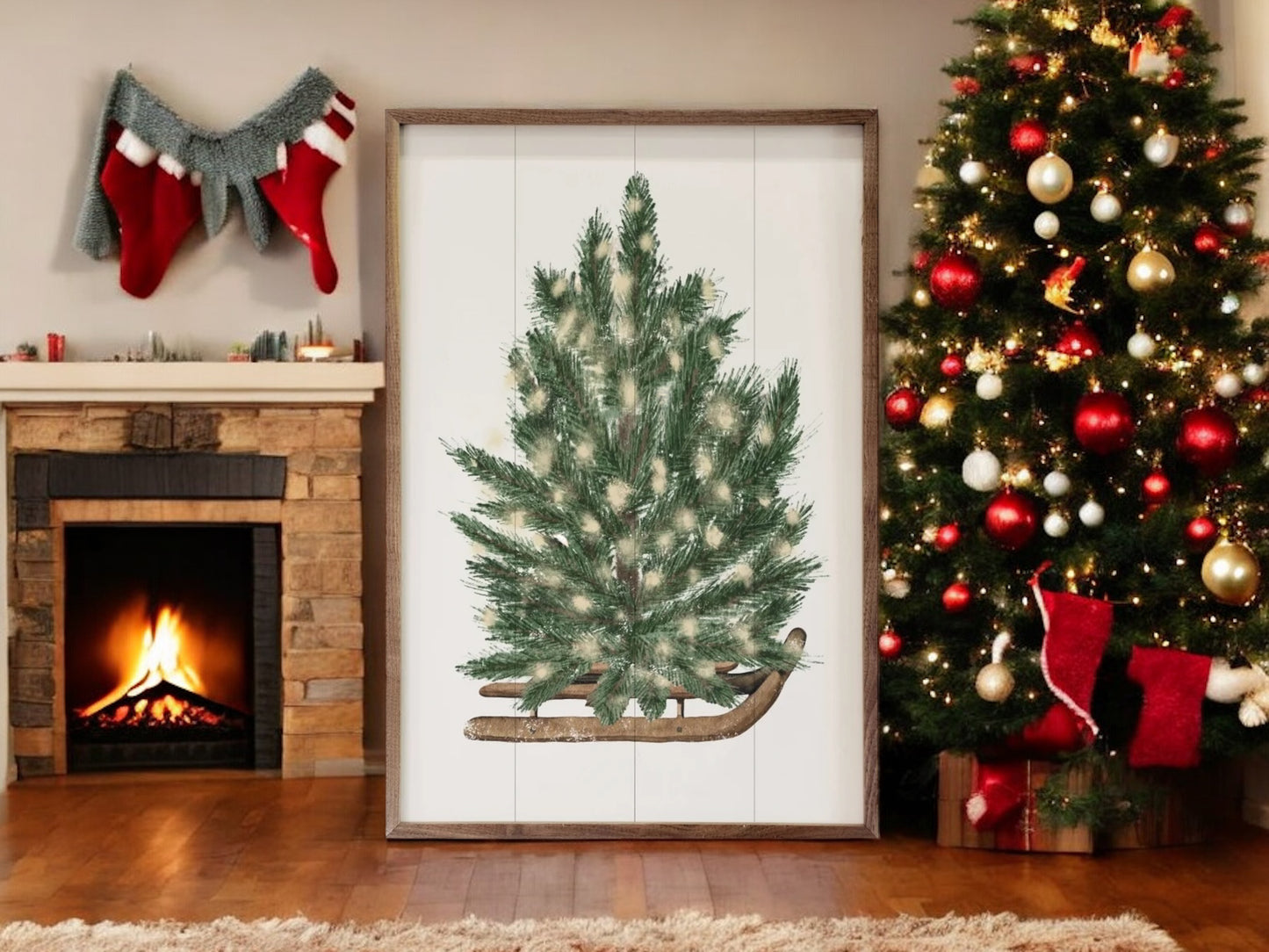 Christmas Tree On Sled Artwork (Right)